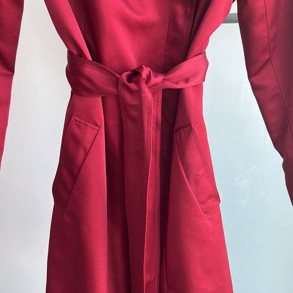 Rickie Freeman By Teri Jon Silk Red Formal Trench Coat - Picture 2 of 10